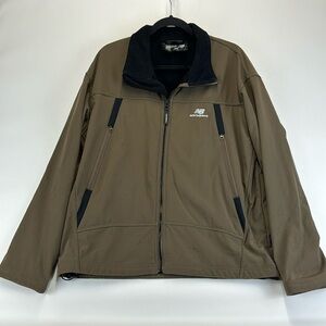 NEW BALANCE Mens Jacket Brown Soft Shell Full Zip Fleece Lined Size Large
